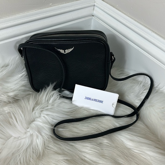 Zadig & Voltaire Black Wing Camera Bag Crossbody Purse NWT - Picture 2 of 14
